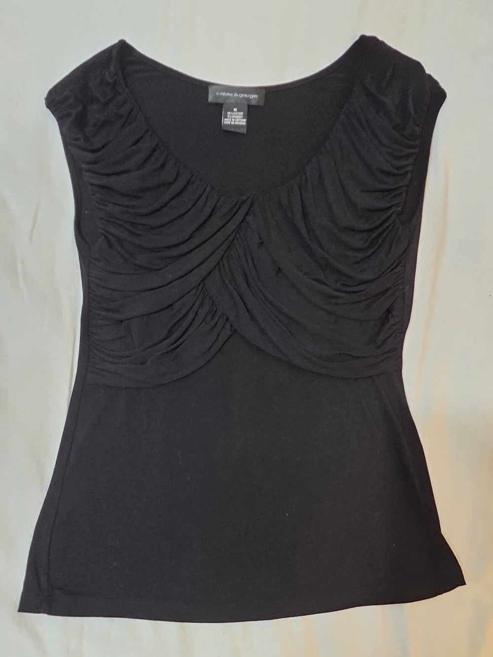 Cable & Gauge Black Ruched Scoop Neck Tank